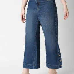 Kraus Jeans Women Wide Leg High-Rise Clean Look Light Fade Non Stretchable Jeans image 2