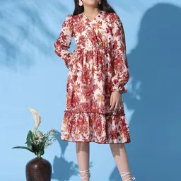 BAESD Floral Print Georgette Fit & Flare Midi Dress image 5