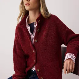 Trendyol Women Round Neck Long Sleeves Cardigan with Fuzzy Detail-image-46