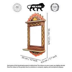 AAKRITI ART CREATIONS Apratim Brown & Yellow Mirror With Hand-Painted Carvings image 2