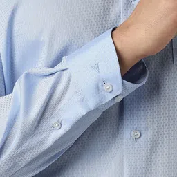 Van Heusen Men Slim Fit Textured Spread Collar Pure Cotton Formal Shirt image 3