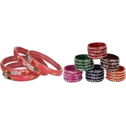 SOMIL Set of 28 Pink Glass Bangle-image-89