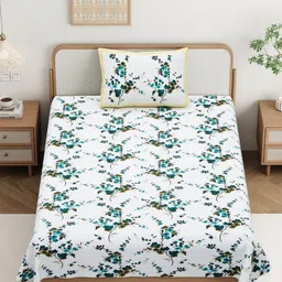 Jaipur Weaves Green & White Printed Pure Cotton 180 TC Single Bedsheet Set 2.28 m x 1.52 m-picture-31