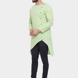 Aarsha Men Solid Daily Cotton A-Line Kurta image 3