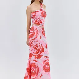 COVER STORY Women Floral Print One Shoulder Crop Top image 2