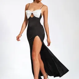 Lavaya Women Shoulder Straps Maxi Bodycon Dress image 3