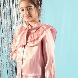 Peppermint Tie-Up Neck Chambray Top image 4