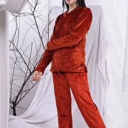 etc ETA Women V-Neck Fleece Woolen Fur Winter Night suit image 5