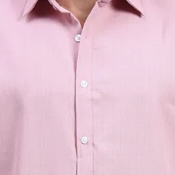 HERE&NOW Men Pink Solid Linen Casual Shirts image 4