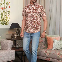 Mast & Harbour Abstract Printed Short Sleeves Spread Collar Cotton Shirt image 3