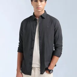 Flying Machine Men Slim Fit Solid Spread Collar Pure Cotton Casual Shirt-picture-22