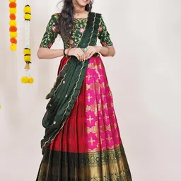 Fabcartz Women Embroidered Semi-Stitched Lehenga & Unstitched Blouse With Dupatta-picture-12