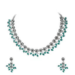 Women Click Stone-Studded Copper Jewellery Set image 1