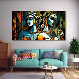 The Castle Decor Blue & Orange 5 Pieces Wooden Wall Art-picture-11