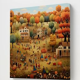 Livin'luxe Multicoloured Abstract Village Culture Canvas Wall Art-picture-31