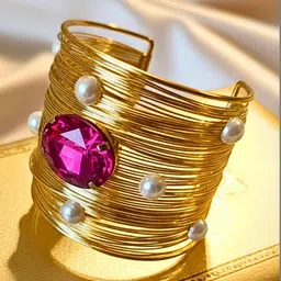 DressBerry Women Crystals Handcrafted Gold-Plated Cuff Bracelet-picture-38