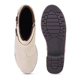 Try Me Women Solid Casual Block-Heeled Chelsea Boots With Buckle Detail image 5