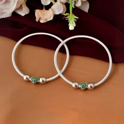 Jewels Nest Stainless Steel Silver-Plated Stones Studded Anklets-image-92