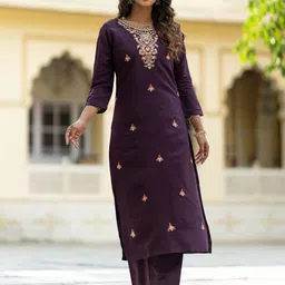 KALINI Women Ethnic Motifs Embroidered Thread Work Kurta with Trousers & With Dupatta image 4