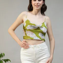 Oxolloxo Floral Print Cowl Neck Crop Top-image-71