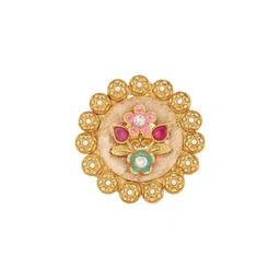 I Jewels Gold-Plated Stone-Studded Adjustable Finger Ring image 3
