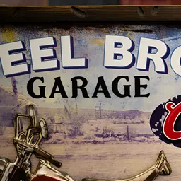 eazy wagon Brown & Red Motorcycle FatBoy Garage Retro Wall Art image 5