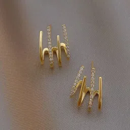 AQUASTREET Gold-Plated Zircon Studded Contemporary Studs image 5