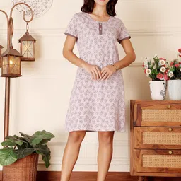 Bodycare Women Pure Cotton Printed Nightdress-image-66