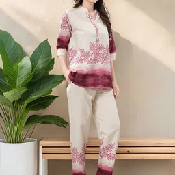 Be You Printed Mandarin Collar Tunic With Trousers image 4