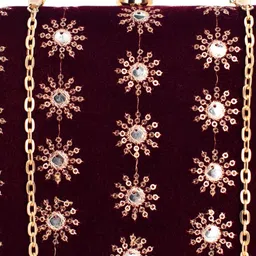 ARTKLIM Embroidered Sequinned Box Clutch With Sling Chain image 5