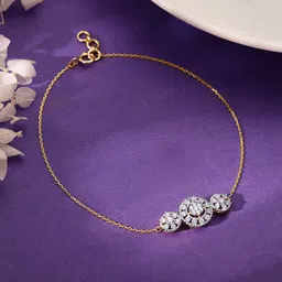 GIVA Women 18 Kt Gold Circular Flower Diamond Bracelet-picture-10