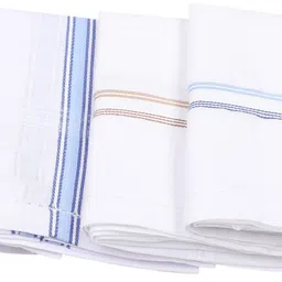 AKsells 100% pure cotton premium Striped Men's Formal White Handkerchief Set ["White"] Handkerchief-picture-11