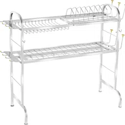 palomino Utensil Kitchen Rack Stainless Steel Over Sink Dish Drying Rack|Counter Top Sink Rack (2tier, 30inch) Steel-picture-10