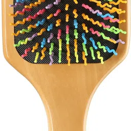 rozia Pro Natural Rainbow Bamboo Paddle Hair Comb Brush with Colorful Nylon Pins-picture-13
