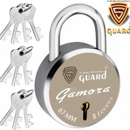 s-guard GAMORA Laser Printed Door Lock, Gate Lock-67MM-8 Levers,Double Locking 10 Keys Padlock image 1