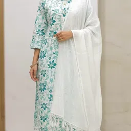 subhan hub Floral Print Kurta, Trouser/Pant & Dupatta Set-picture-12