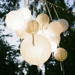 shuang you Hanging paper White Lantern 10Pack of L 12 inch 69 White Paper Hanging Lantern-picture-34