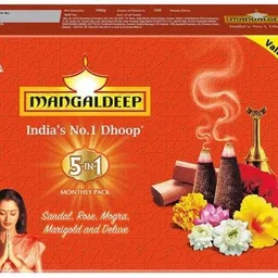 mangaldeep 5 In 1 Dhoop - Sandal, Rose, Mogra, Marigold & Deluxe, SANDAL, FRENCH LAVENDER, MOGRA, ROSE image 1