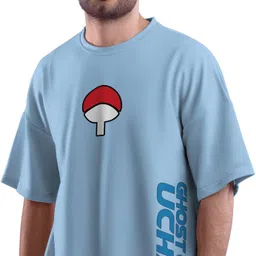 lazygreg Men Printed, Typography Round Neck Pure Cotton Light Blue T-Shirt image 2