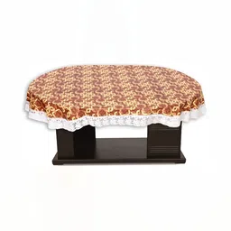 Stylista Brown & White Geometric Waterproof Oval 4-Seater Table Cover image 5