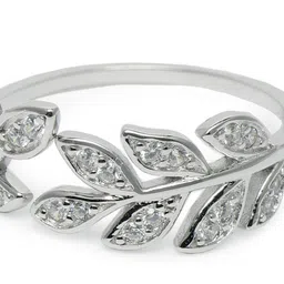 GIVA 925 Silver Zircon Leaf Ring image 4