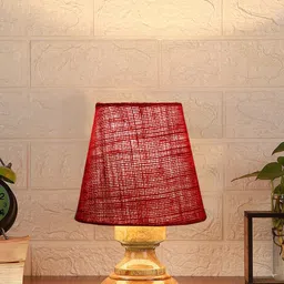 Devansh Maroon Wooden Frustum Table Lamp image 2