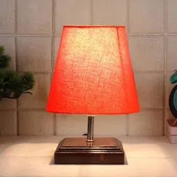 Devansh Orange & Brown Wooden Contemporary Table Lamp image 4