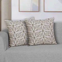 ode & cleo Off white Cotton Floral 18x18 inches Cushion Covers (Pack of 2)-picture-15