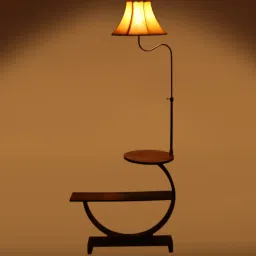 sapphire Gerard Cream Iron Shade Shelf Floor Lamp With Wood Base image 4