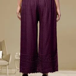 fambee Women Relaxed Purple Viscose Rayon Trousers image 2