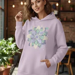 greco Women Full Sleeve Printed Hooded Sweatshirt image 1