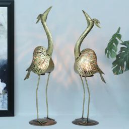 decorum Decorative Duck Set Of 2 Multicolour Metal Table Tea Light Holder-picture-28