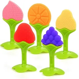 ygoyalandco Pack of 5 Baby Teethers – Cute Fruit Shapes Grapes, Litchi, Watermelon, Lemon Teether-picture-45