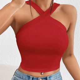 Stylecast X Slyck Halter Neck Fitted Crop Top-picture-2